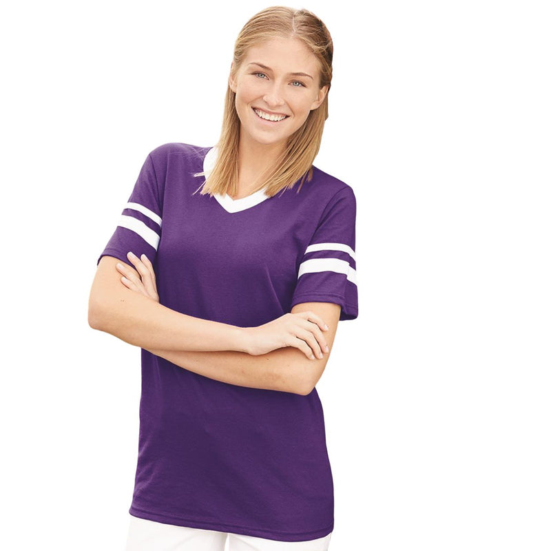 Augusta Sportswear V-Neck Jersey with Striped Sleeves