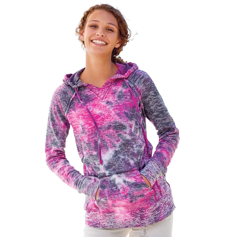 MV Sport Women’s Courtney Burnout V-Notch Hooded Sweatshirt