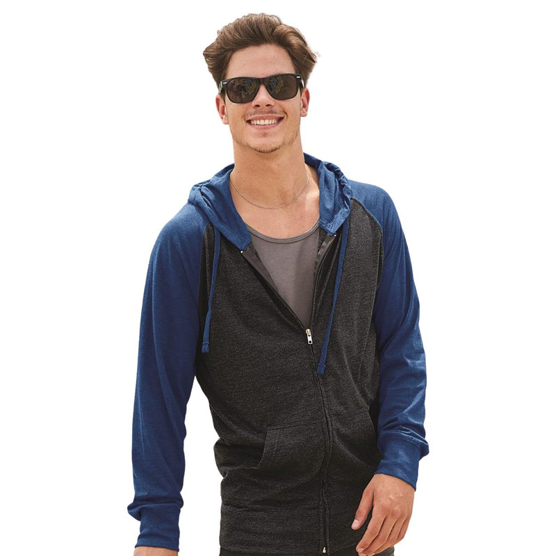 Independent Trading Co. Lightweight Jersey Raglan Full-Zip Hooded T-Shirt