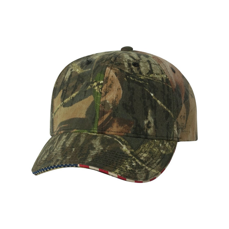 Outdoor Cap Camo Cap with Flag Sandwich Visor