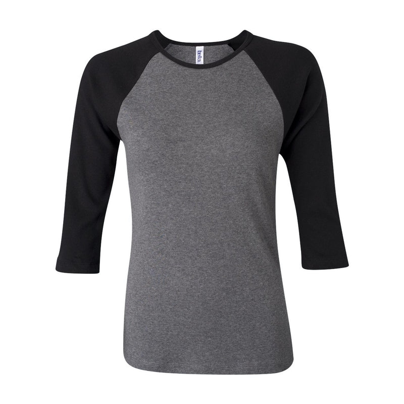 BELLA + CANVAS Women’s 1X1 Baby Rib Raglan Three-Quarter Sleeve Tee