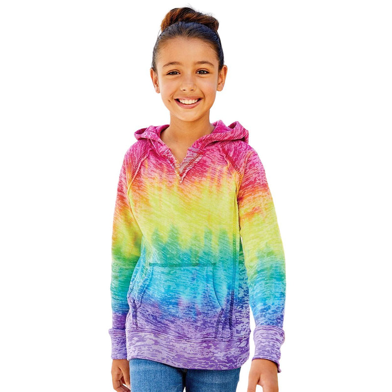 MV Sport Girls’ Courtney Burnout V-Notch Hooded Sweatshirt