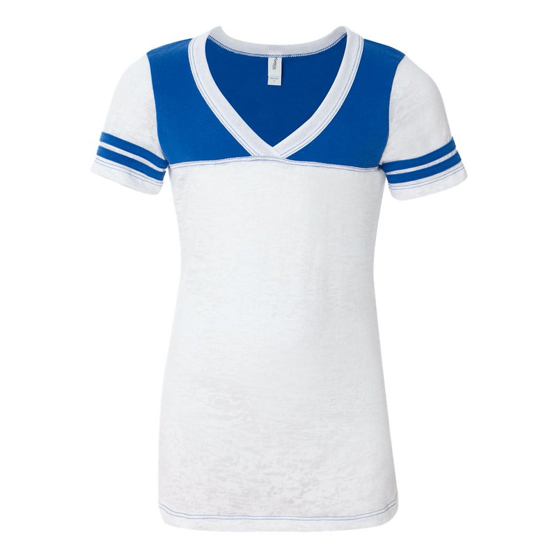 Blue 84 USA-Made Juniors' Burnout V-Neck Football Tee