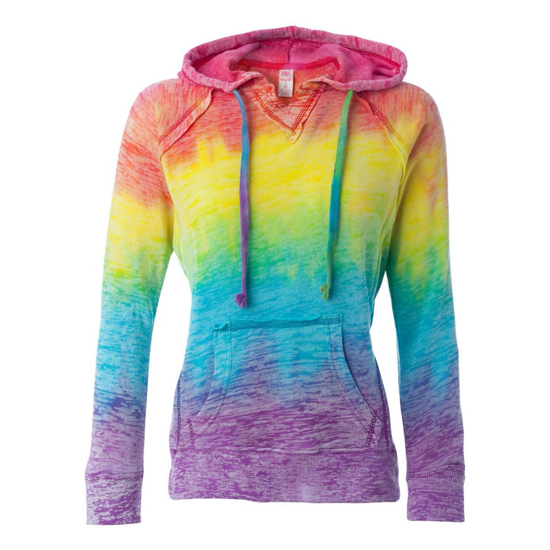 MV Sport Women’s Courtney Burnout V-Notch Hooded Sweatshirt