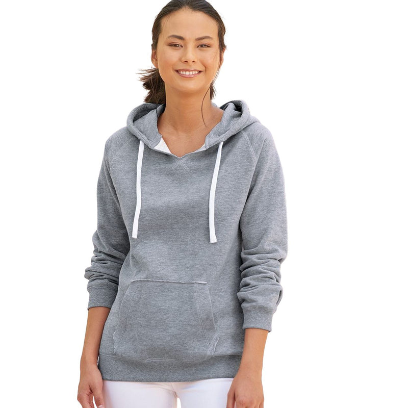 J. America Women's Sueded V-Neck Hooded Sweatshirt