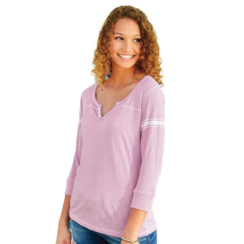 MV Sport Women's Hailey Henley Three-Quarter Sleeve Shirt