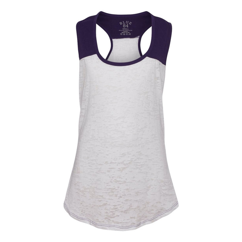 Blue 84 USA-Made Juniors' Burnout Raglan Tank Top