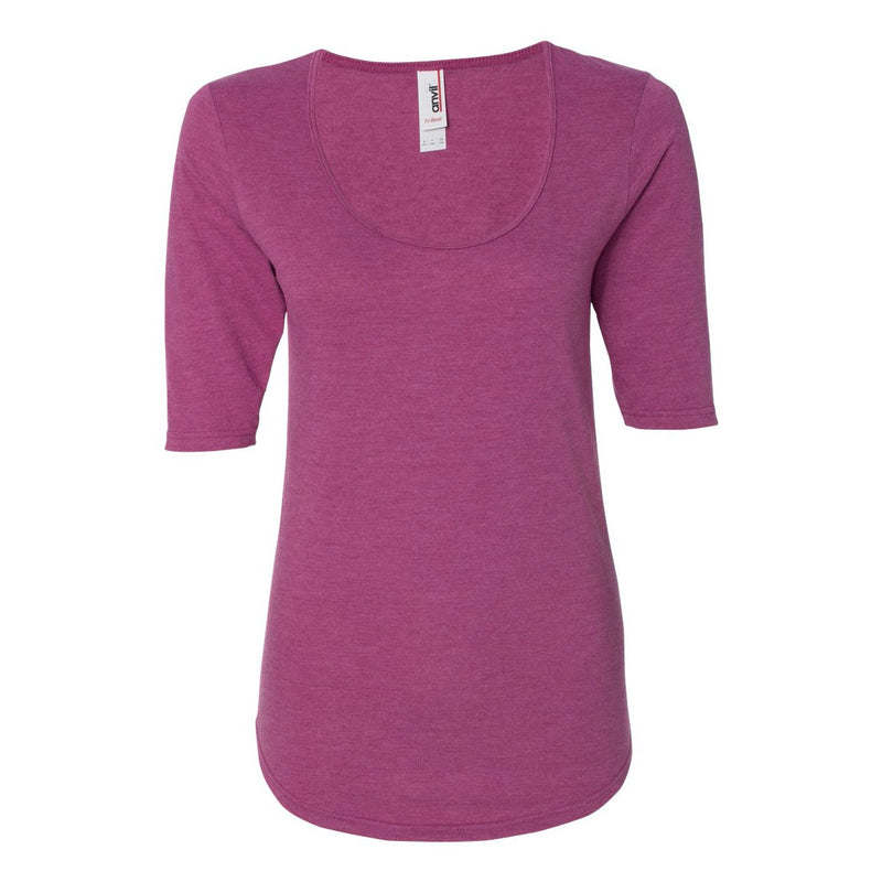 Anvil Women's Triblend Deep Scoopneck Three-Quarter Sleeve T-Shirt