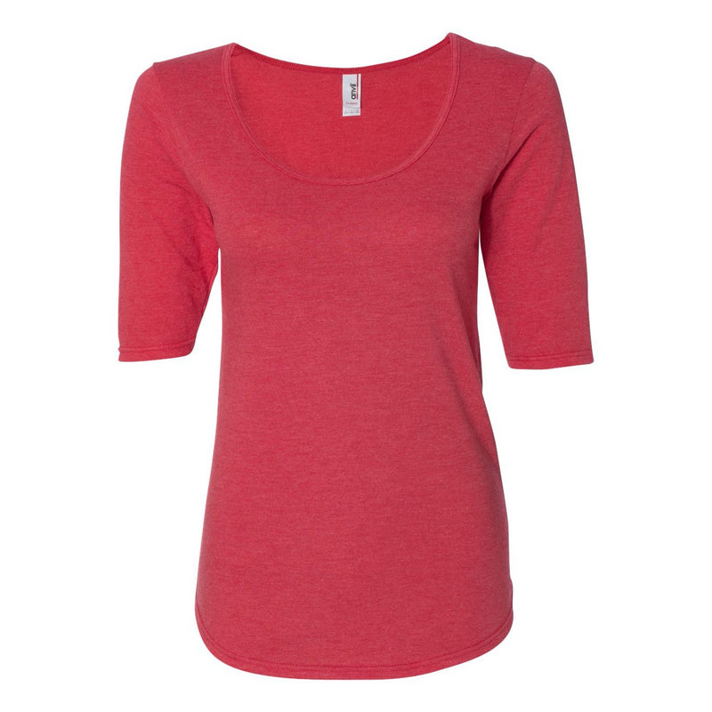 Anvil Women's Triblend Deep Scoopneck Three-Quarter Sleeve T-Shirt