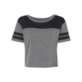 Blue 84 USA-Made Juniors' Triblend Striped Cropped Tee