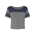 Blue 84 USA-Made Juniors' Triblend Striped Cropped Tee