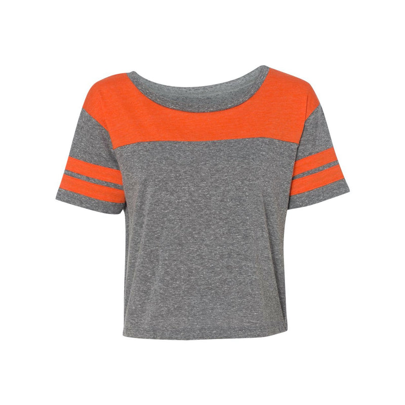 Blue 84 USA-Made Juniors' Triblend Striped Cropped Tee