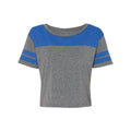 Blue 84 USA-Made Juniors' Triblend Striped Cropped Tee