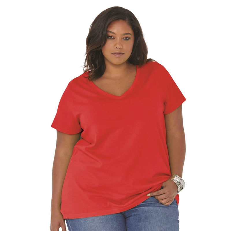 LAT Curvy Collection Women's Premium Jersey V-Neck Tee