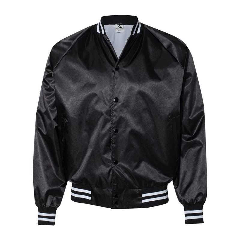 Augusta Sportswear Satin Baseball Jacket Striped Trim