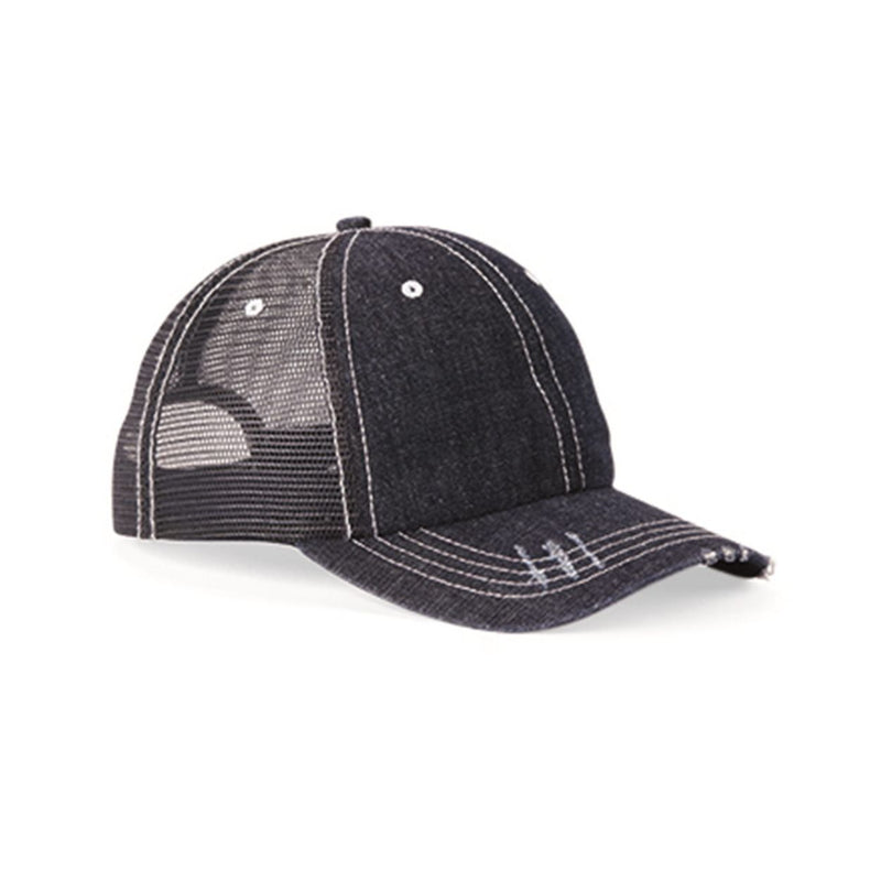 Mega Cap Herringbone Unstructured Contrast Stitch Trucker Cap