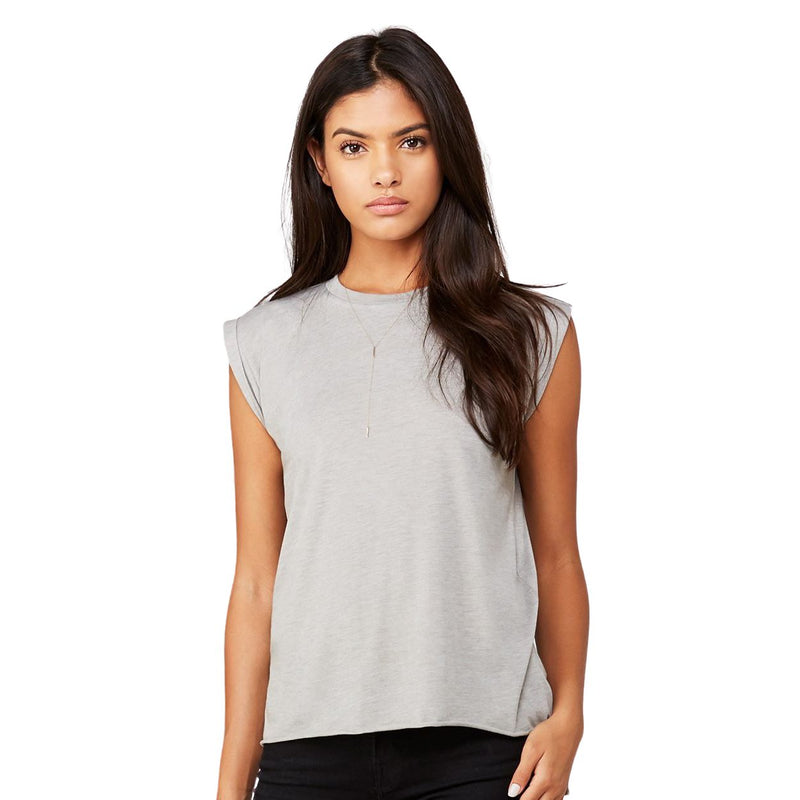 BELLA + CANVAS Women’s Flowy Rolled Cuffs Muscle Tee