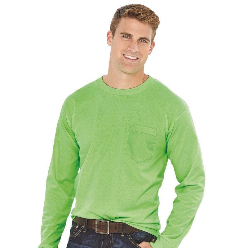 Bayside USA-Made Long Sleeve T-Shirt with a Pocket