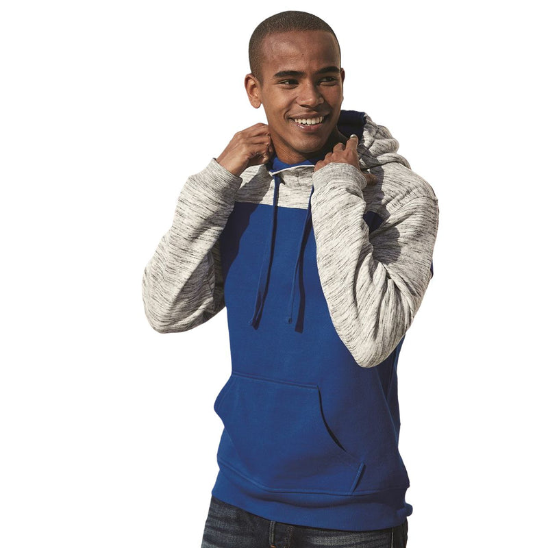 J. America Mélange Fleece Colorblocked Hooded Sweatshirt