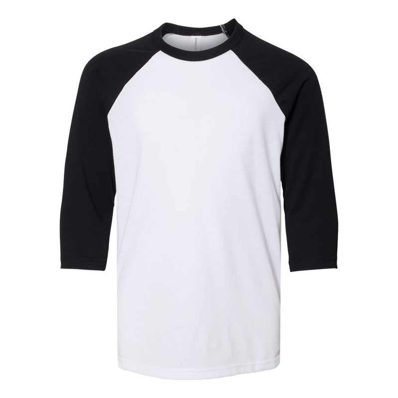 BELLA + CANVAS Youth Three-Quarter Sleeve Baseball Tee