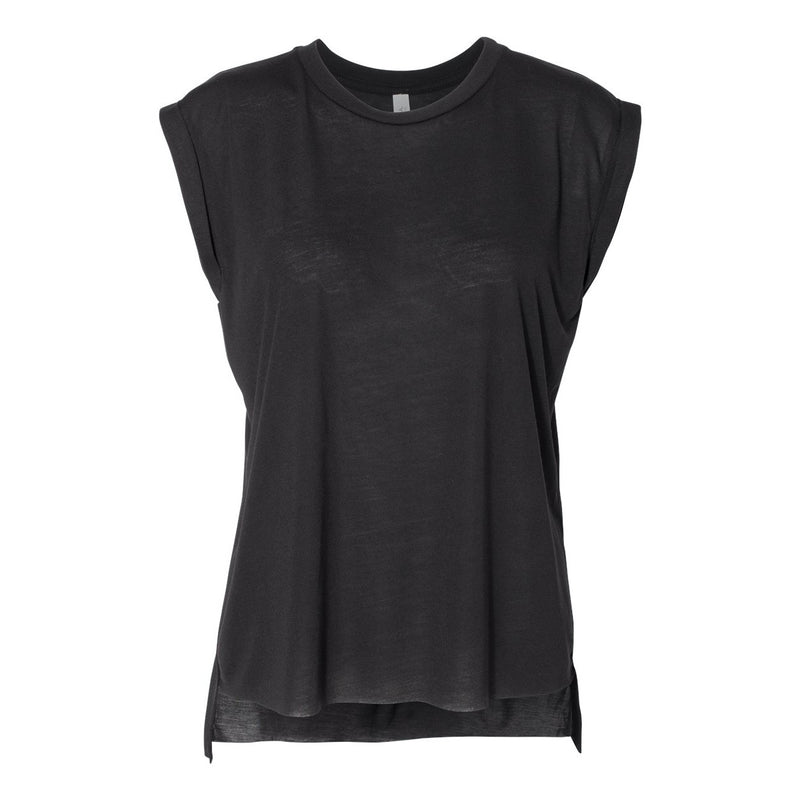 BELLA + CANVAS Women’s Flowy Rolled Cuffs Muscle Tee