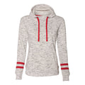 J. America Women’s Mélange Fleece Striped-Sleeve Hooded Sweatshirt