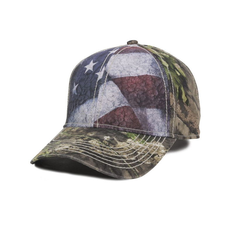 Outdoor Cap Camo Cap with Flag Sublimated Front Panels