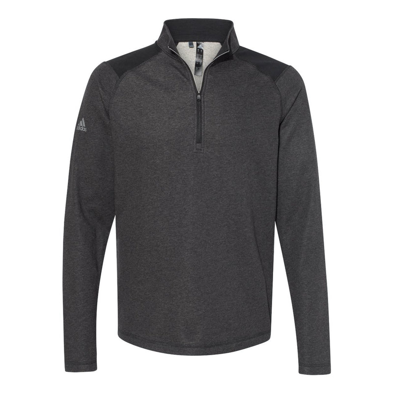 Adidas Heathered Quarter Zip Pullover with Colorblocked Shoulders