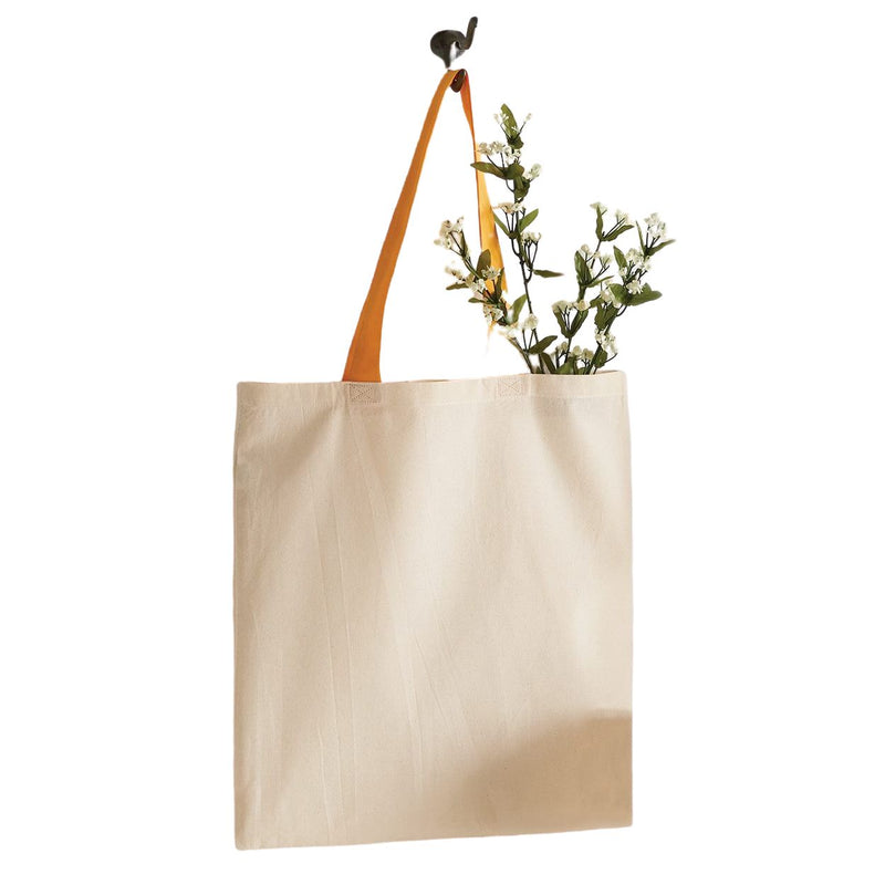 Q-Tees Economical Tote with Contrast-Color Handles