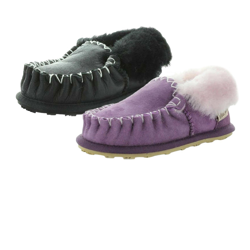 Yellow Earth  Black Moccasin Kids Slippers